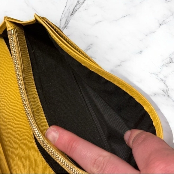 PRADA Authentic Giallo Tessuto Nylon Wallet on detachable Gold White Rope Chain - Picture 14 of 17